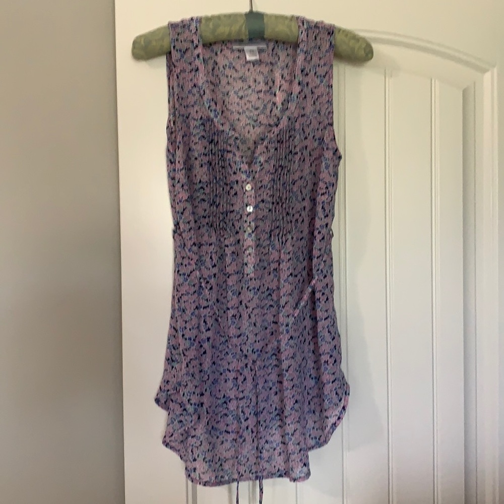 Motherhood Maternity Pink and Blue Sleeveless Blouse
